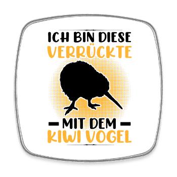 Verrückte mit Kiwi Vogel Schnepfenstrauß - Viereckiger Kühlschrankmagnet - Weiß - Vorne