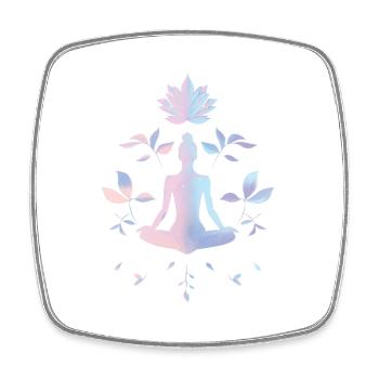 Méditation & Équilibre – Illustration du Lotus Calme - Magnet carré - blanc - Devant