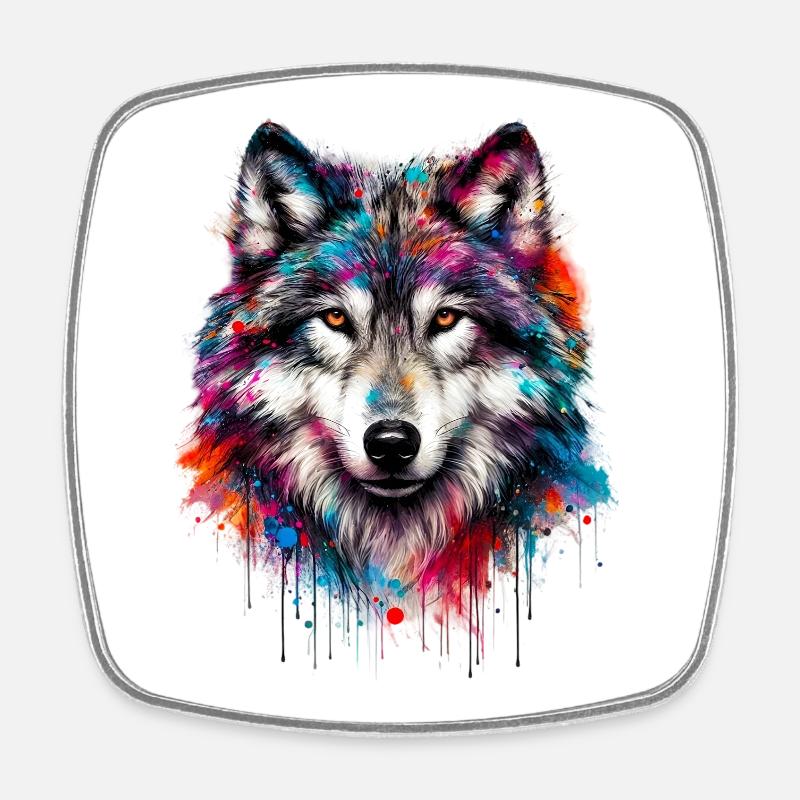Wolf - Viereckiger Kühlschrankmagnet - Weiß