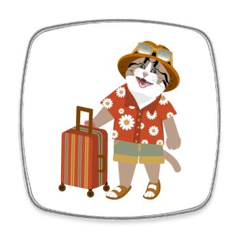 Humeur de voyage de chat - Magnet carré - blanc - Devant