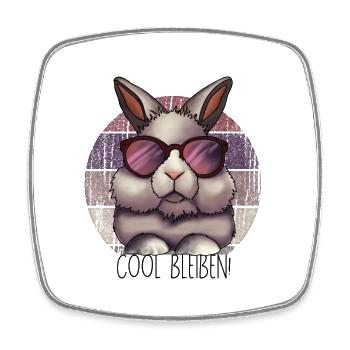 Cool bleiben – Hase mit Sonnenbrille - Viereckiger Kühlschrankmagnet - Weiß - Vorne
