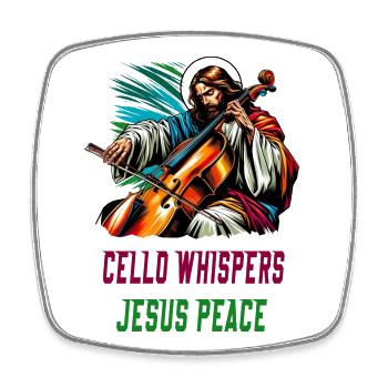 Cello whispers Jesus peace design - Square fridge magnet - white - Front