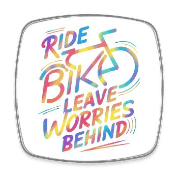 Vibrant Rainbow Bicycle Ride Design - Square fridge magnet - white - Front