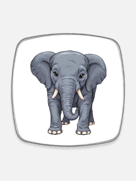 A friendly little elephant lady - Square fridge magnet - white