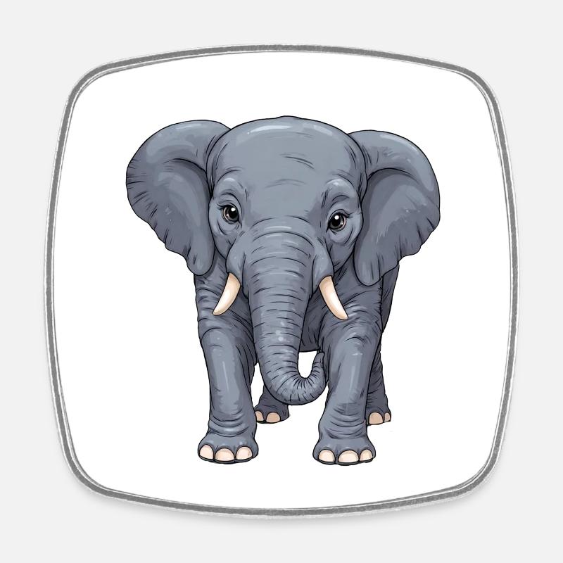 A friendly little elephant lady - Square fridge magnet - white