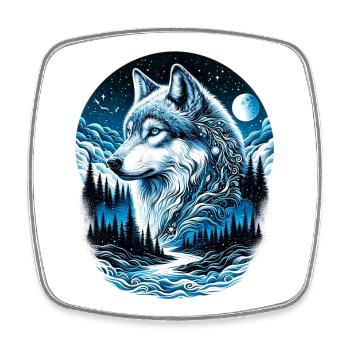Wolf - Viereckiger Kühlschrankmagnet - Weiß - Vorne