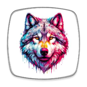 Loup - Magnet carré - blanc - Devant