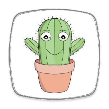 A cute smiling cactus - Square fridge magnet - white - Front