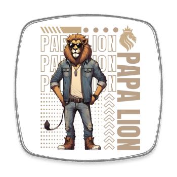 Papa lion - Magnet carré - blanc - Devant