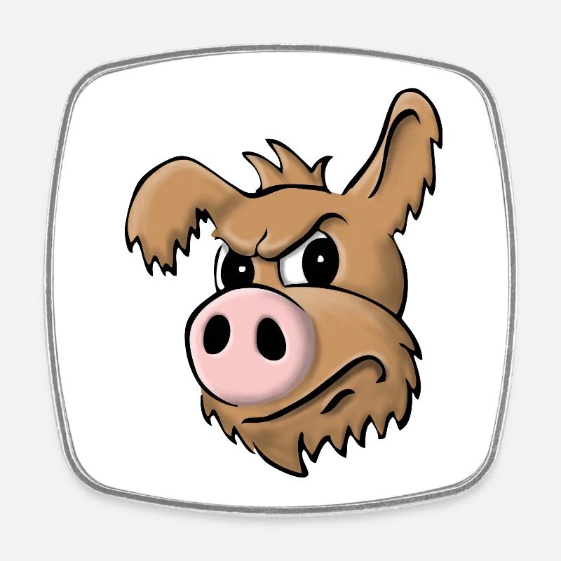 Pig dog skeptical - Square fridge magnet - white