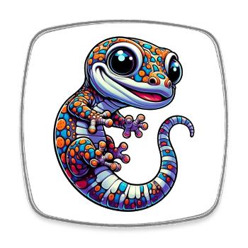Gecko - Viereckiger Kühlschrankmagnet - Weiß - Vorne