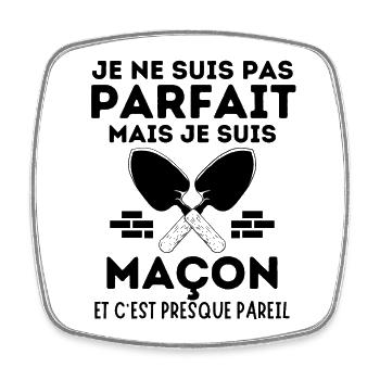 Maçon maçonnerie - Magnet carré - blanc - Devant