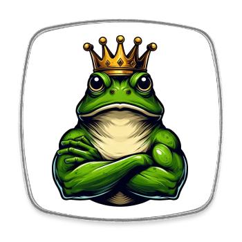 Grenouille royale musclée avec couronne - Magnet carré - blanc - Devant