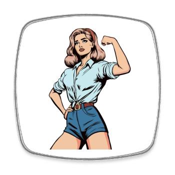 Female Strength – Confident Woman Illustration - Square fridge magnet - white - Front