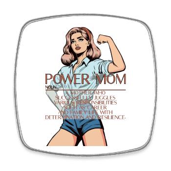 Power Mom – Strong Mom Illustration - Square fridge magnet - white - Front
