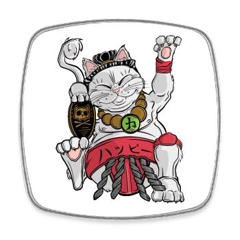 Maneki-neko Sumo - Viereckiger Kühlschrankmagnet - Weiß - Vorne