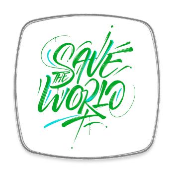 Save the World Graffiti Aktivismus - Viereckiger Kühlschrankmagnet - Weiß - Vorne