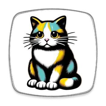 Chat - Magnet carré - blanc - Devant