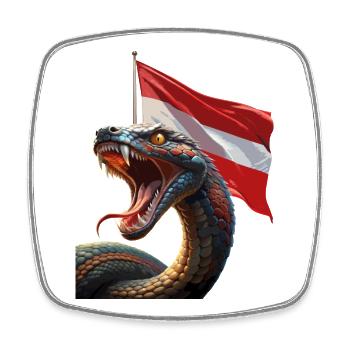 Un serpent cool avec le drapeau autrichien - Magnet carré - blanc - Devant