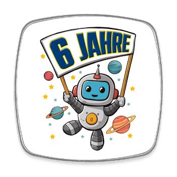 6. Geburtstag kleiner Raumfahrer Astronaut 6 Jahre - Viereckiger Kühlschrankmagnet - Weiß - Vorne