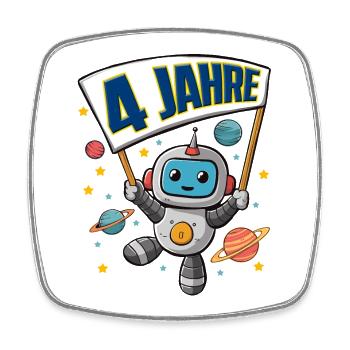 4. Geburtstag kleiner Raumfahrer Astronaut 4 Jahre - Viereckiger Kühlschrankmagnet - Weiß - Vorne