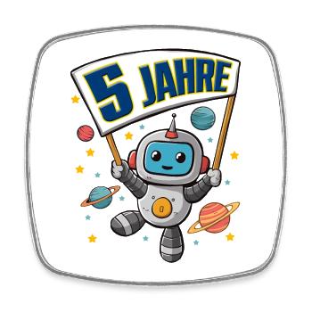 5. Geburtstag kleiner Raumfahrer Astronaut 5 Jahre - Viereckiger Kühlschrankmagnet - Weiß - Vorne