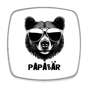 Papa – Der coolste Bär im Revier - Viereckiger Kühlschrankmagnet - Weiß - Vorne