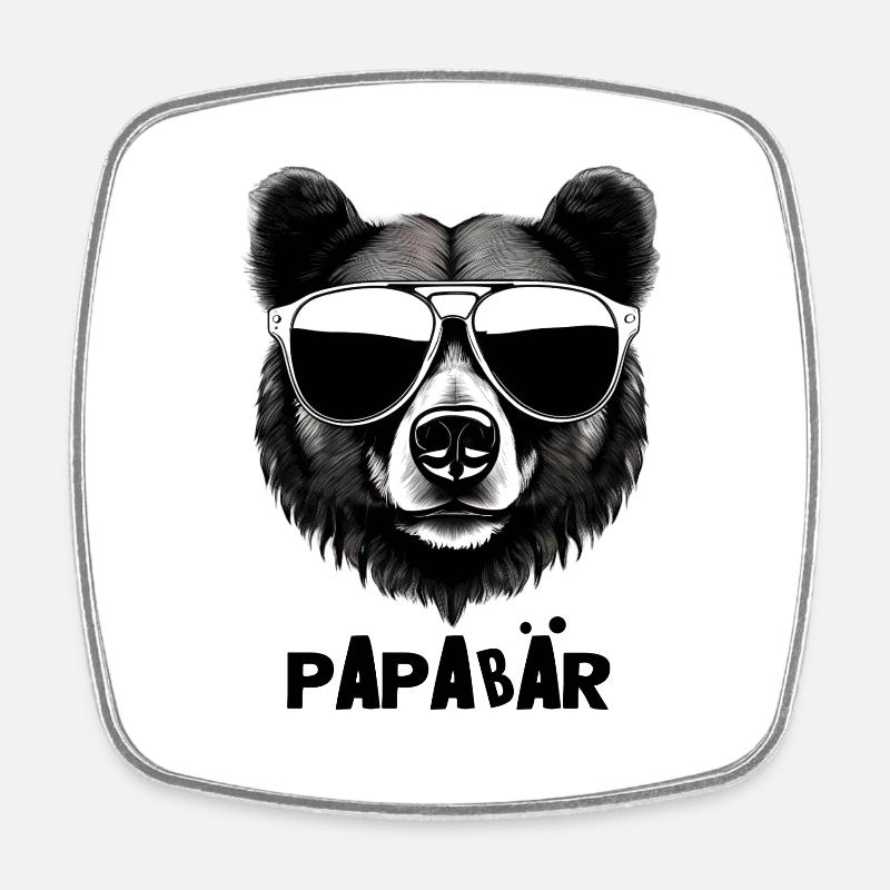 Papa – Der coolste Bär im Revier - Viereckiger Kühlschrankmagnet - Weiß