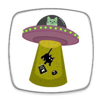 ufo cat - Square fridge magnet - white - Front