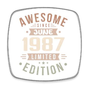 Juin 1987 Anniversaire Juin 1987 Cadeau Juin 1987 - Magnet carré - blanc - Devant
