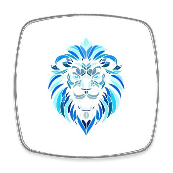 tête de lion bleu motifs géométriques polygones - Magnet carré - blanc - Devant