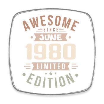 June 1980 Birthday June 1980 Gift June 1980 - Square fridge magnet - white - Front