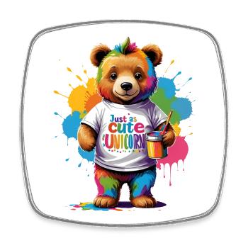 Just as cute as Unicorn Regenbogen Bär Spruch - Viereckiger Kühlschrankmagnet - Weiß - Vorne