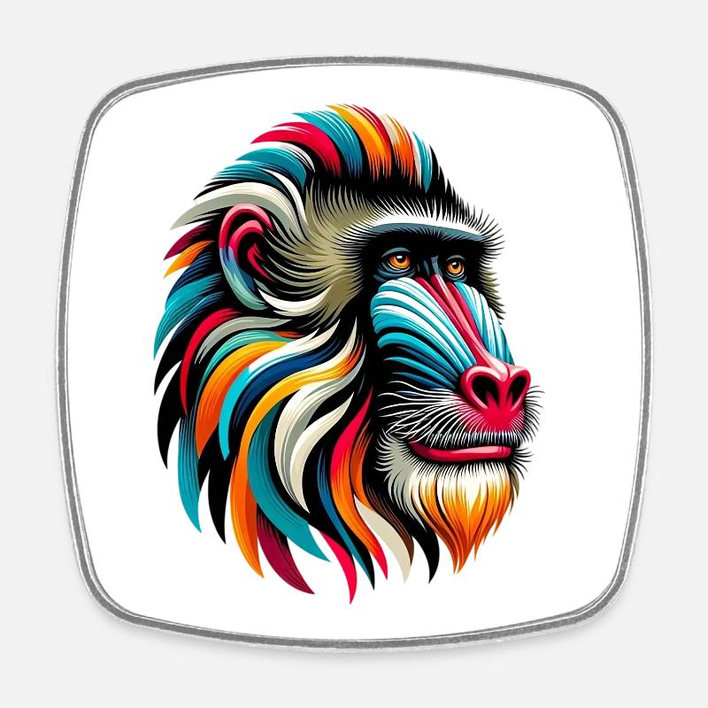 Mandrill Monkey - Square fridge magnet - white