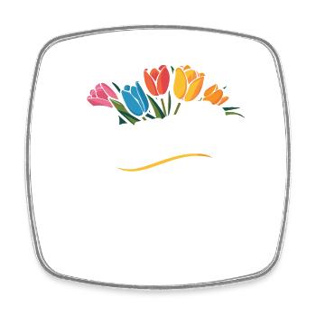 Gezellig Dutch Tupil Pays-Bas Moulin à vent Floral - Magnet carré - blanc - Devant
