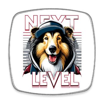 Collie Next Level Cool Hip Hop Dog Gift - Square fridge magnet - white - Front