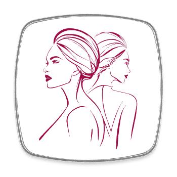 Minimalist Pink Line Art Women's Profile Elegant - Square fridge magnet - white - Front