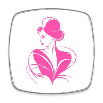 Élégante Silhouette Rose Fashionista Chic Art Chemise - Magnet carré - blanc - Devant