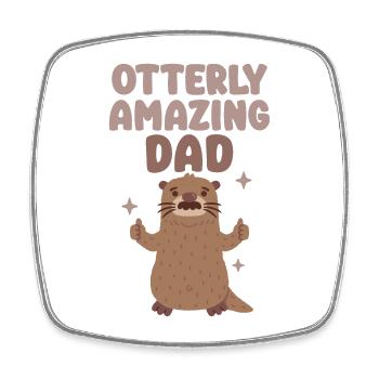 Drôle de loutre avec moustache Otterly incroyable papa jeu de mots - Magnet carré - blanc - Devant