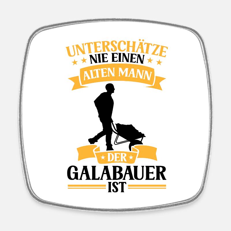 Alter Mann der Galabauer ist Landschaftsbauer - Viereckiger Kühlschrankmagnet - Weiß