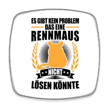 Gerbil löst meine Probleme Nagetier Rennmaus - Viereckiger Kühlschrankmagnet - Weiß - Vorne