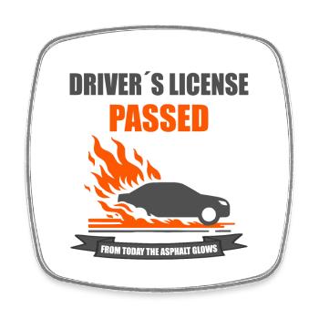 Permis de conduire passé Funny Car FlamesT-shirt - Magnet carré - blanc - Devant