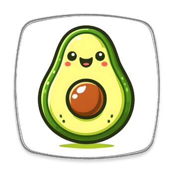 Cute Happy Avocado Kawaii Fruit Lover Gift - Square fridge magnet - white - Front