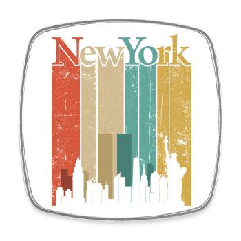 New York Skyline Retro Streifen - Viereckiger Kühlschrankmagnet - Weiß - Vorne