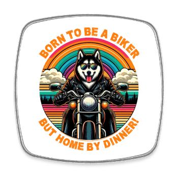 Geboren, um ein Biker zu sein: Husky Rider Adventure - Viereckiger Kühlschrankmagnet - Weiß - Vorne