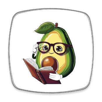 Avocado Reads a Book – Bookworm - Square fridge magnet - white - Front