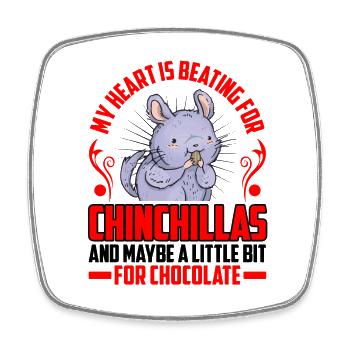 Heart beats for chinchilla rodent woolly mouse - Square fridge magnet - white - Front