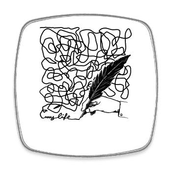 My life is complicated to explain Letter - Viereckiger Kühlschrankmagnet - Weiß - Vorne