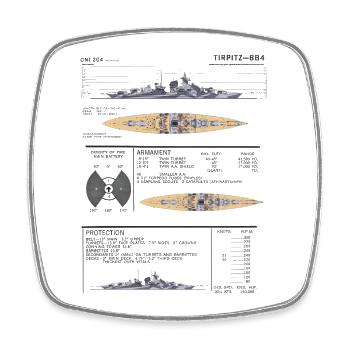 Battleship Tirpitz - Kriegsmarine German - Square fridge magnet - white - Front