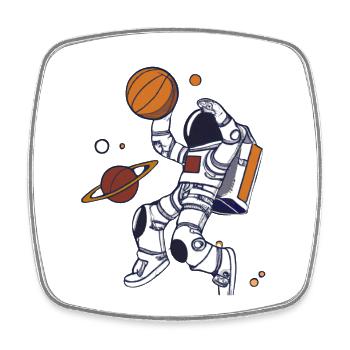 Astronaut Dunk Planet - Square fridge magnet - white - Front